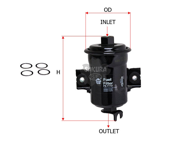 SAKURA,, Fuel Filter (In-Line), 23300-19495, FS-1112, TOYOTA