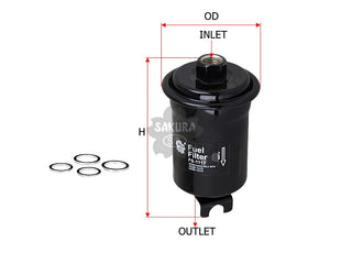 SAKURA,, Fuel Filter (In-Line), 23300-79015, FS-1117, TOYOTA