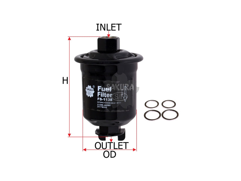 SAKURA,, Fuel Filter (In-Line), 23300-79455, FS-1138, TOYOTA
