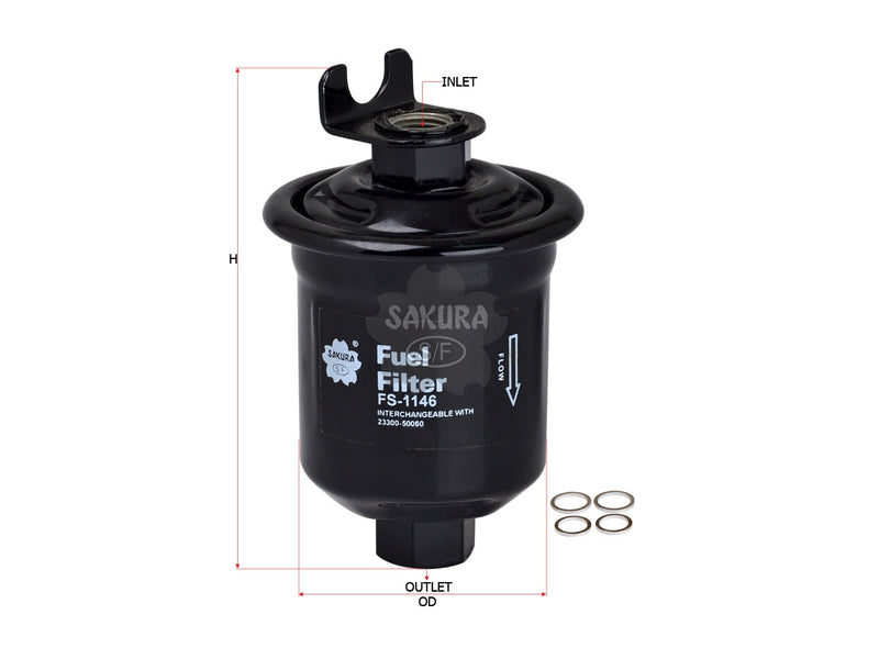 กรองน้ำมันเชื้อเพลิง(อินไลน์) SAKURA, 23300-50060, FS-1146, LEXUS (124340)