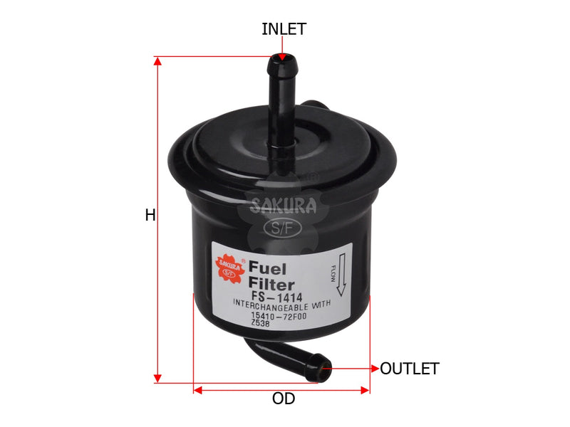 SAKURA,, Fuel Filter (In-Line), 15410-72F00, FS-1414, SUZUKI