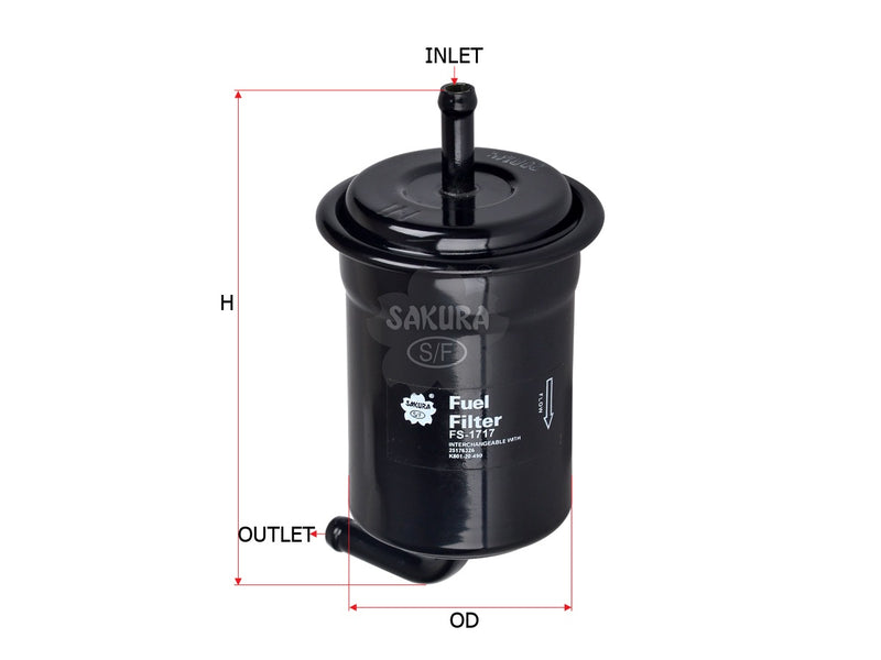 กรองน้ำมันเชื้อเพลิง (In-Line), SAKURA, K801-20-490, FS-1717, MAZDA (125409)