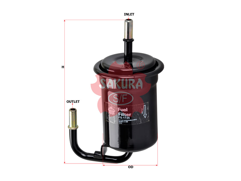 SAKURA,, Fuel Filter (In-Line), BP4W-20-490B, FS-1725, MAZDA