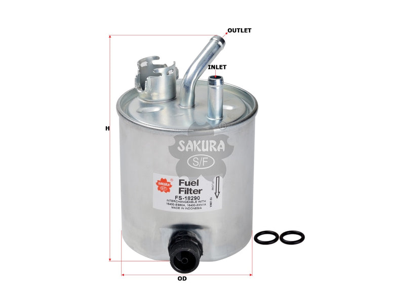 กรองน้ำมันเชื้อเพลิง(อินไลน์) SAKURA, 16400-3XN1A, FS-18290, NISSAN (125149)