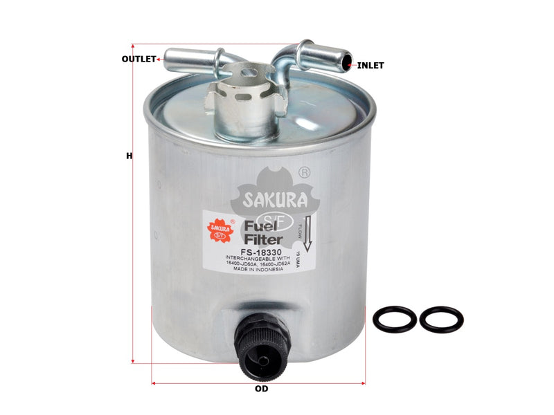 SAKURA,, Fuel Filter (In-Line), 16400-JD52A, FS-18330, NISSAN