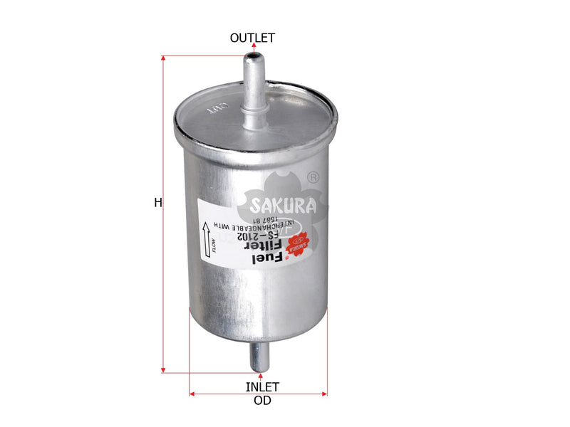 SAKURA,, Fuel Filter (In-Line), 9623266380, FS-2102, PEUGEOT