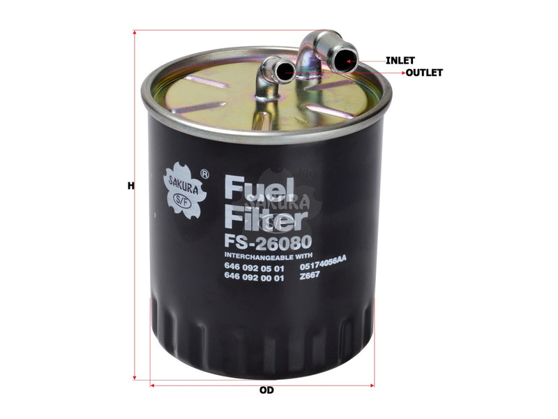 SAKURA,, Fuel Filter (In-Line), 646 092 03 01, FS-26080, MERCEDES-BENZ