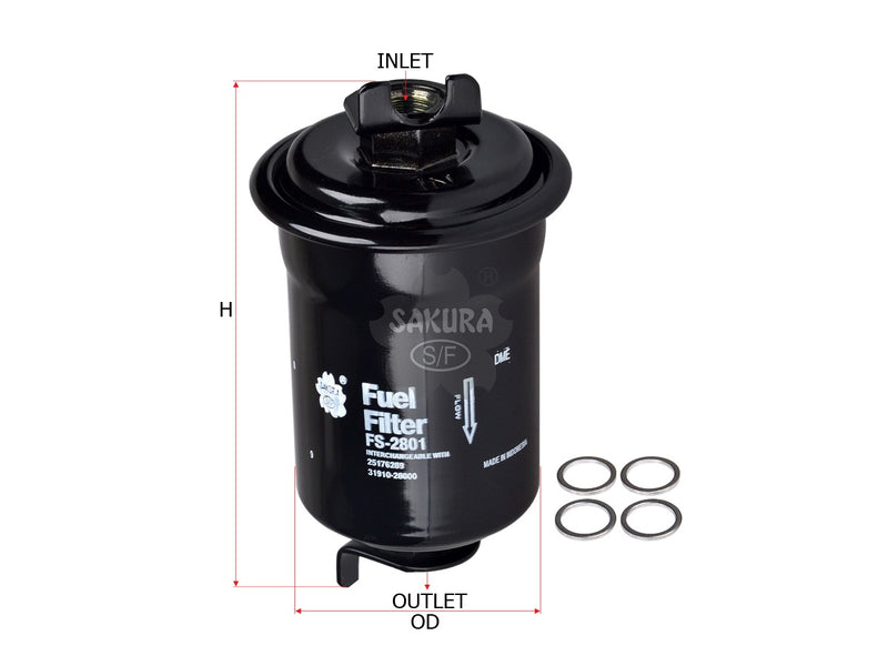กรองน้ำมันเชื้อเพลิง(อินไลน์) SAKURA, 31910-28000, FS-2801, HYUNDAI (125983)