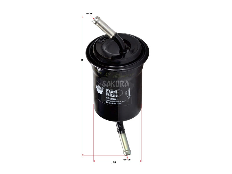 SAKURA,, Fuel Filter (In-Line), 0K240-20-490, FS-2901, KIA