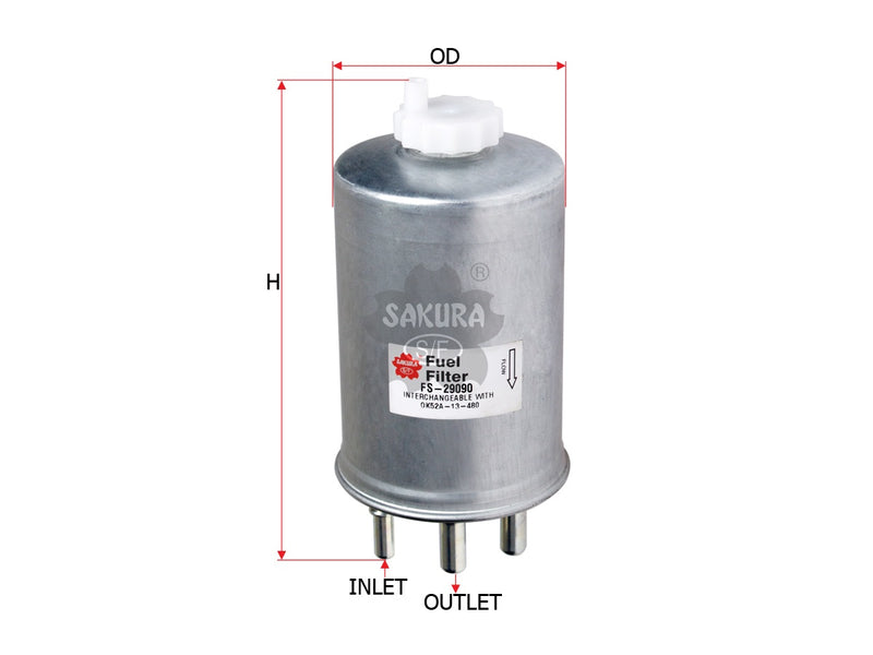 กรองน้ำมันเชื้อเพลิง(อินไลน์) SAKURA, 66509-21001, FS-29090, SSANG YONG (123939)