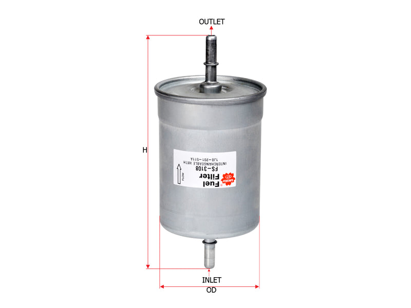 SAKURA,, Fuel Filter (In-Line), 1J0-201-511A, FS-3108, VOLKSWAGEN