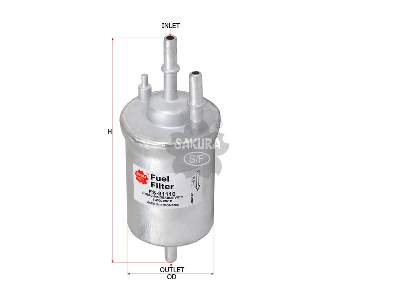 SAKURA,, Fuel Filter (In-Line), 6Q0 201 051 J, FS-31110, VOLKSWAGEN