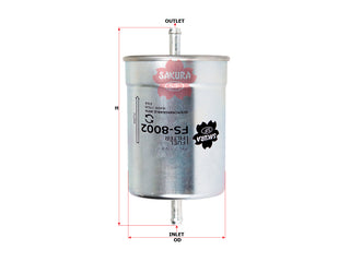 SAKURA,, Fuel Filter (In-Line), 16400-J7525, FS-8002, VOLKSWAGEN