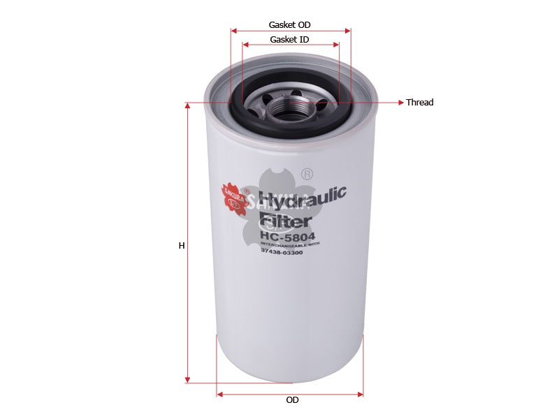 SAKURA,, Hydraulic Oil Filter (Spin-On), 37438-05601, HC-5804, AIRMAN