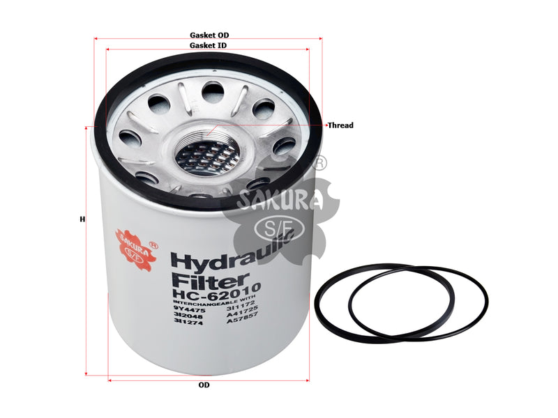 SAKURA,, Hydraulic Oil Filter (Spin-On), 3I2048, HC-62010, GENIE