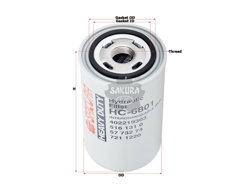 SAKURA,, Hydraulic Oil Filter (Spin-On), R 333, HC-6801, KHD
