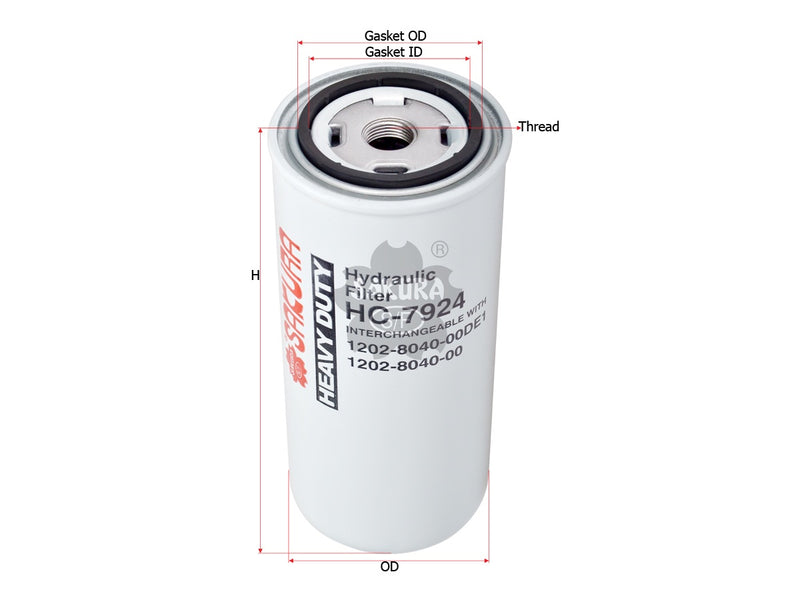 กรองน้ำมันไฮดรอลิก(Spin-On) , SAKURA, 1202-8040-00, HC-7924, ATLAS COPCO (123051)