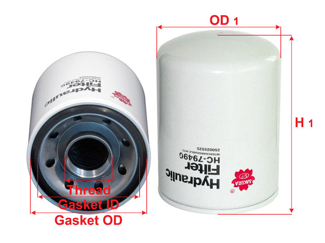 SAKURA,, Hydraulic Oil Filter (Spin-On), 250025-525, HC-79490, SULLAIR
