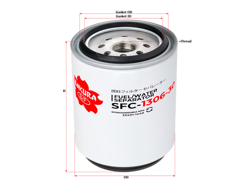 Fuel/Water Separator (Spin-On), SAKURA, 23401-1630, SFC-1306-30, FORD (126166)