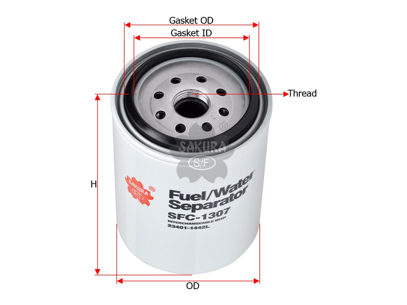 Fuel/Water Separator (Spin-On), SAKURA, 23401-1442L, SFC-1307, HINO (126151)