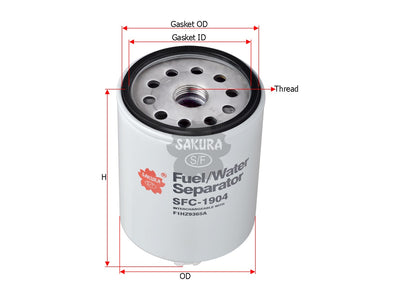Fuel/Water Separator (Spin-On), SAKURA, A3760927001KZ, SFC-1904, FORD (126726)