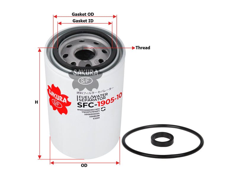 Fuel/Water Separator (Spin-On), SAKURA, 79080, SFC-1905-10, KOMATSU (123103)