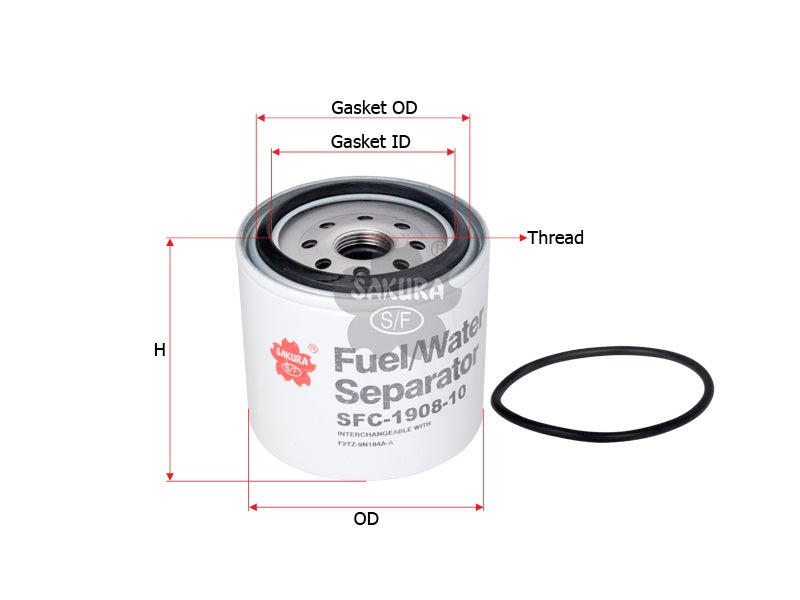 Fuel/Water Separator (Spin-On), SAKURA, E8TZ-9N184A, SFC-1908-10, FORD (126030)