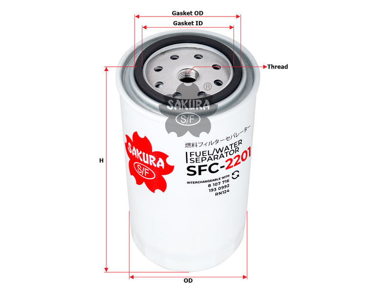 Fuel/Water Separator (Spin-On), SAKURA, 8 107 716, SFC-2201, IVECO (125732)