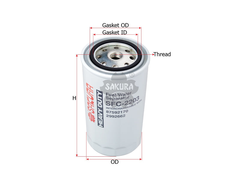 Fuel/Water Separator (Spin-On), SAKURA, 87592170, SFC-2203, IVECO (125764)
