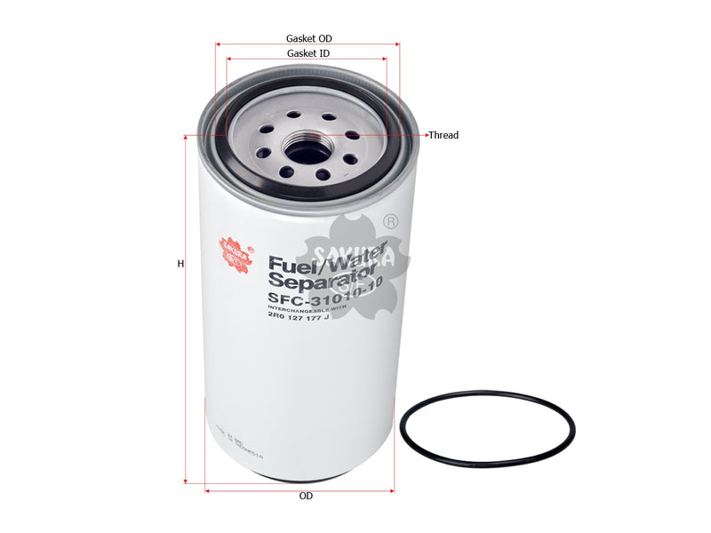 Fuel/Water Separator (Spin-On), SAKURA, 2R0 127 177 J, SFC-31010-10, VOLKSWAGEN (123266)