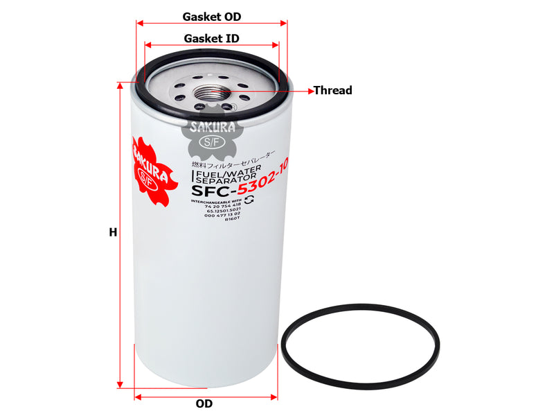 Fuel/Water Separator (Spin-On), SAKURA, 74 20 754 418, SFC-5302-10, BOMAG (125173)
