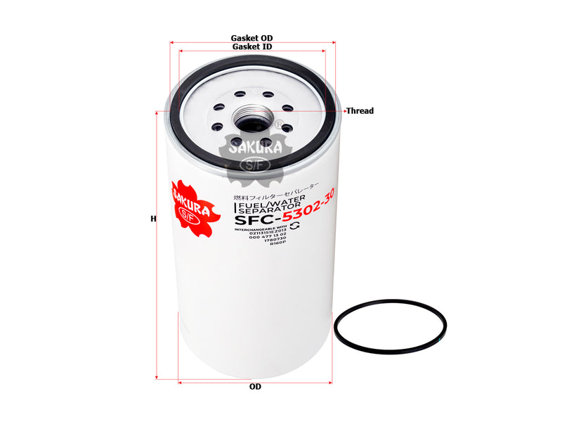 Fuel/Water Separator (Spin-On), SAKURA, A 000 477 17 02, SFC-5302-30, MERCEDES-BENZ (124466)