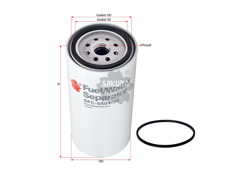 เครื่องแยกน้ำมัน/น้ำ (สปินออน), SAKURA, 129-0373, SFC-5501-30, DETROIT DIESEL (126998)