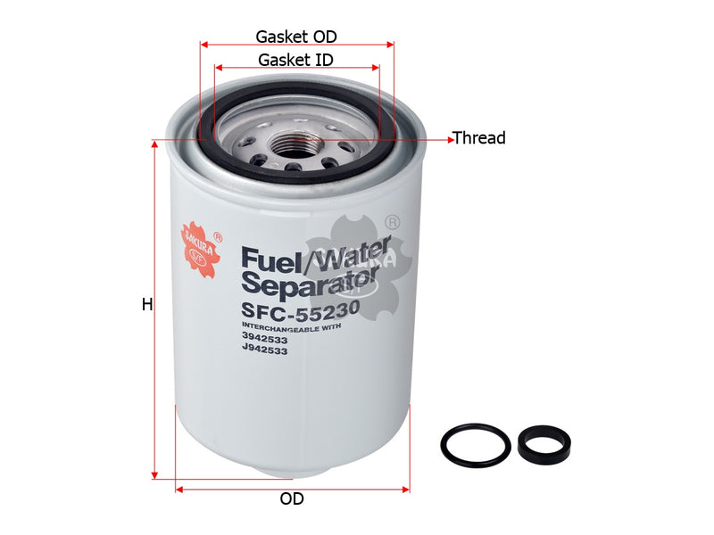 Fuel/Water Separator (Spin-On), SAKURA, 11N8-70010, SFC-55230, J.C.BAMFORD (124569)