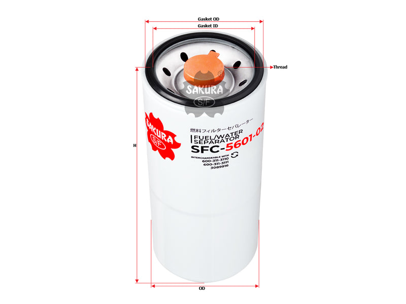 Fuel/Water Separator (Spin-On), SAKURA, 600-319-3111, SFC-5601-02, HITACHI (123109)