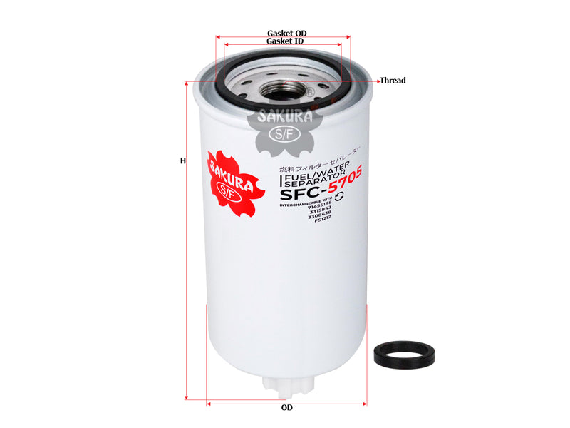 Fuel/Water Separator (Spin-On), SAKURA, 750201011130, SFC-5705, CUMMINS (123104)