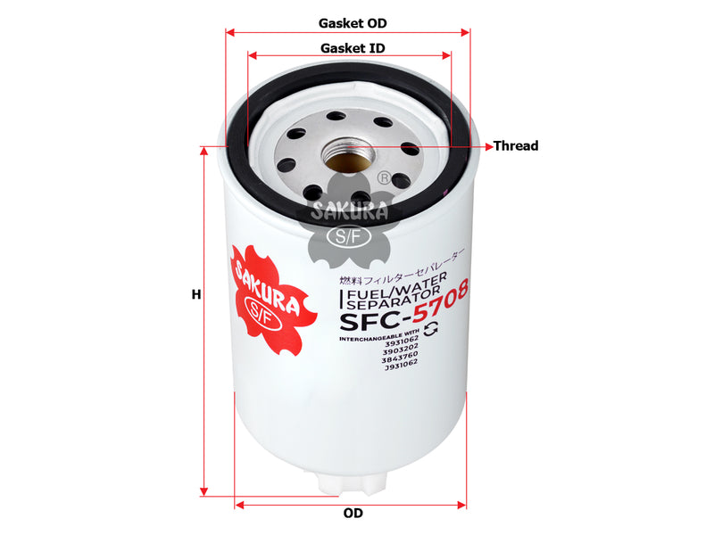 Fuel/Water Separator (Spin-On), SAKURA, 9712033700, SFC-5708, FODEN (123126)