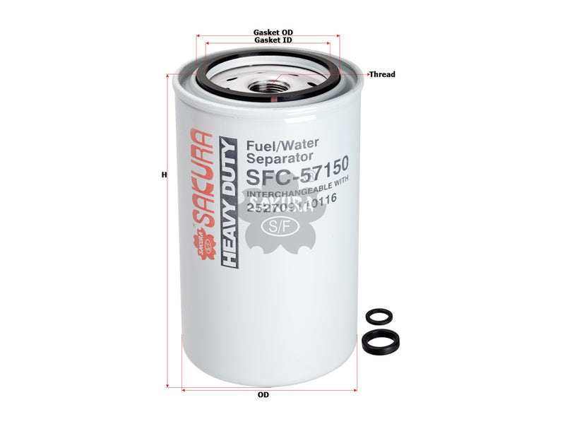 Fuel/Water Separator (Spin-On), SAKURA, 252709110116, SFC-57150, TATA (126412)