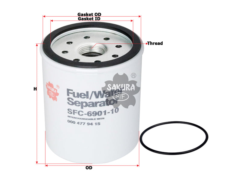 Fuel/Water Separator (Spin-On), SAKURA, 000 477 94 15, SFC-6901-10, RACOR/PARKER (126377)
