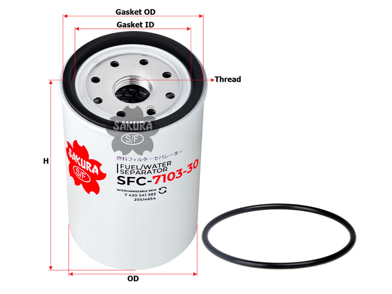 Fuel/Water Separator (Spin-On), SAKURA, 20998367, SFC-7103-30, VOLVO PENTA (123380)