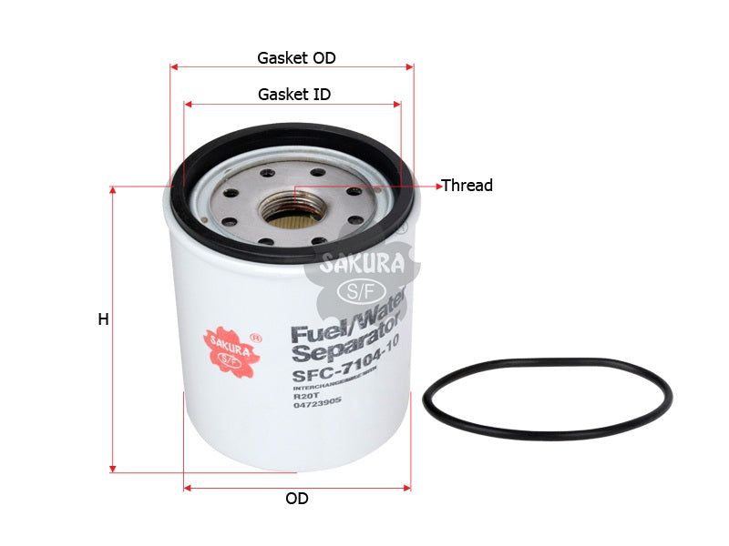 Fuel/Water Separator (Spin-On), SAKURA, 4723905, SFC-7104-10, RACOR/PARKER (126383)
