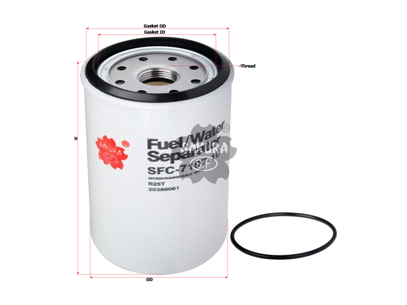 Fuel/Water Separator (Spin-On), SAKURA, 20386081, SFC-7107-10, VOLVO (123437)