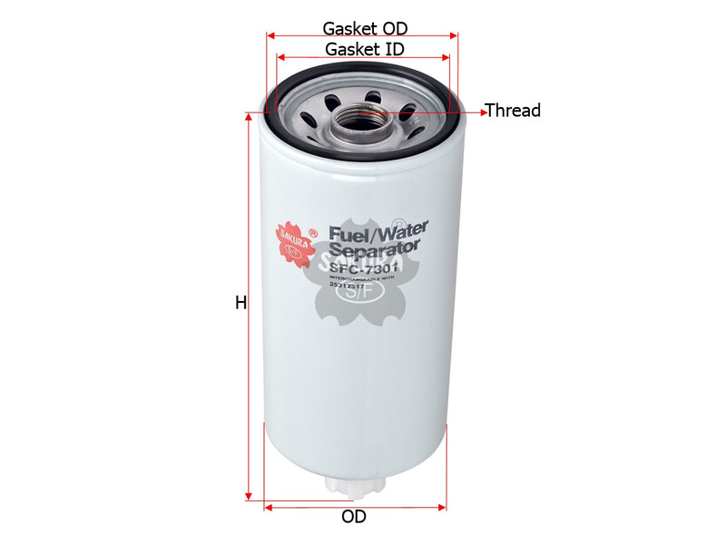 Fuel/Water Separator (Spin-On), SAKURA, 25312317, SFC-7301, KOMATSU (124549)