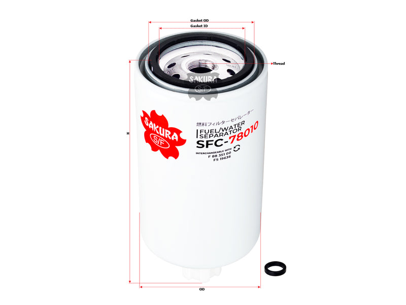 เครื่องแยกน้ำมันเชื้อเพลิง/น้ำ (สปินออน), SAKURA, F 88 351 00, SFC-78010, ASHOK LEYLAND (127074)