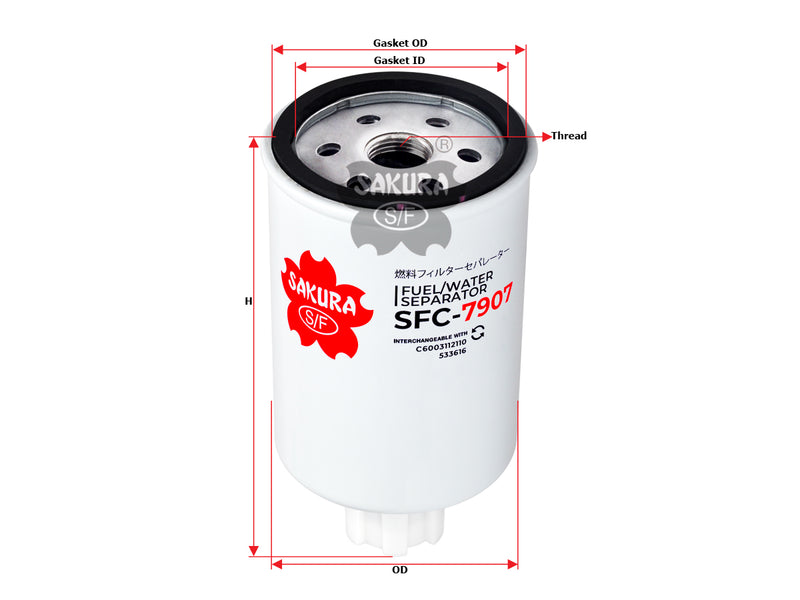 Fuel/Water Separator (Spin-On), SAKURA, C6003112110, SFC-7907, NISSAN (125148)