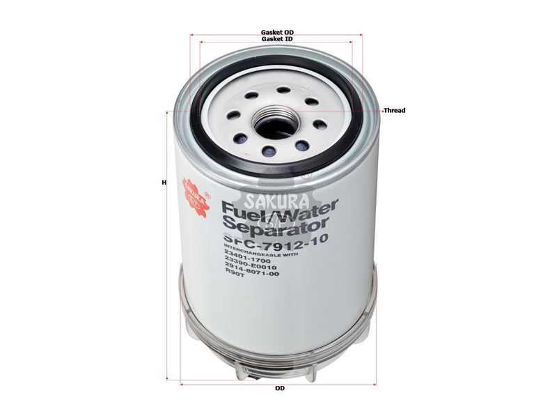 Fuel/Water Separator (Spin-On), SAKURA, 20450423, SFC-7912-10B, SANY (123062)