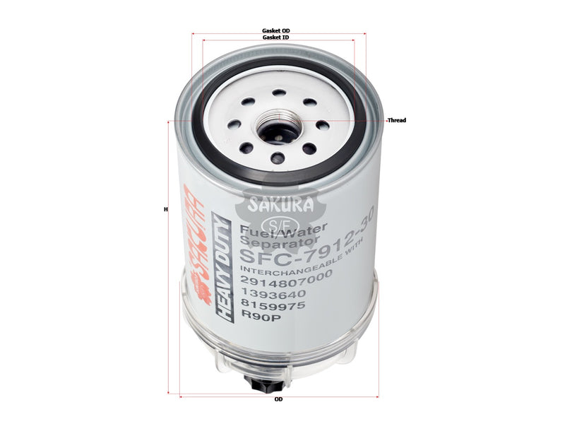 Fuel/Water Separator (Spin-On), SAKURA, 8159975-5, SFC-7912-30B, ATLAS COPCO (123185)