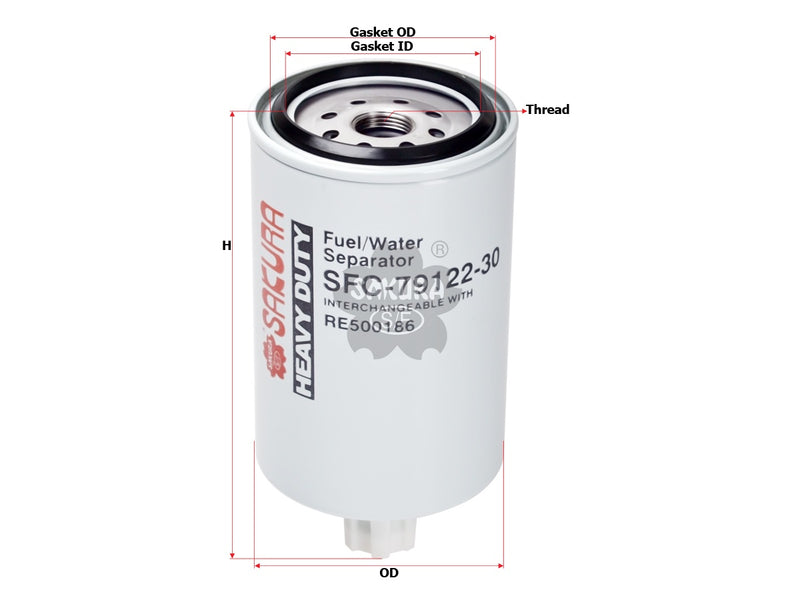 Fuel/Water Separator (Spin-On), SAKURA, RE500186, SFC-79122-30, JOHN DEERE (123174)