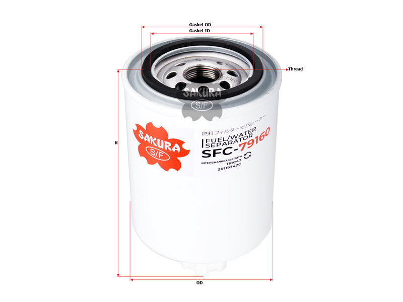 Fuel/Water Separator (Spin-On), SAKURA, 20119342C, SFC-79160, THERMO-KING (126609)
