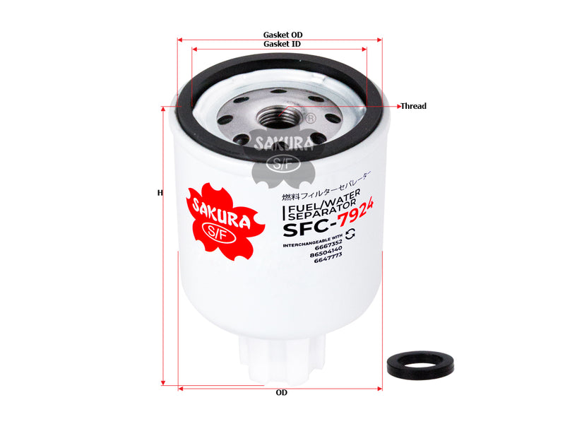 Fuel/Water Separator (Spin-On), SAKURA, J911213, SFC-7924, CASE (126495)